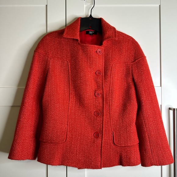 PHILLIPE ADEC Wool Mohair Blend Weave   orange/ red size 4 buttons lined grandma - Picture 9 of 16